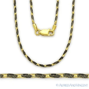 Collar de cadena espina de arenque de 1,4 mm plata esterlina negro rodio y oro amarillo 14 K - Imagen 1 de 1
