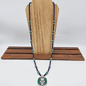 Lia Sophia TONI ANN Retired Necklace – Cut Crystals in Blue & Green, 36-39” - Picture 1 of 12