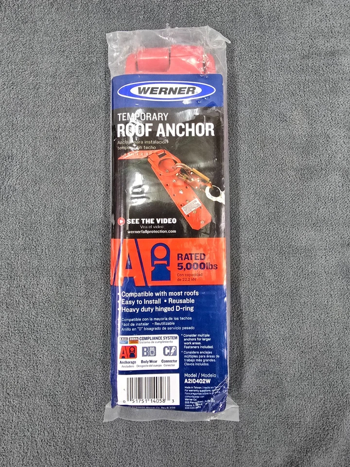 Werner Red Plated Steel Temporary D-Ring Fall Protection Roof Anchor