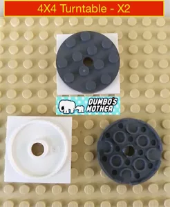 LEGO Tocadiscos 4x4 Cuadrado Blanco Base Gris Azulado Oscuro Parte Superior Redonda Minifigura X2 - Imagen 1 de 1