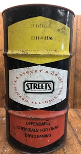 Vintage R.R. Street & CO Street's Drycleaning Advertising Metal Can Barrell - Picture 1 of 3