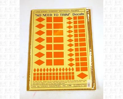 Virnex HO Decals Diamond Rect Square Logo Shapes Safety Orange 1994 - Image 1 of 2