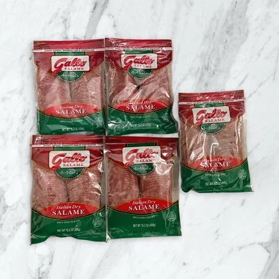 5-PACK Gallo Thin Sliced Salame Italian Dry Salami, 15.2 oz Each Virtually 5 Lbs - Image 1 of 4
