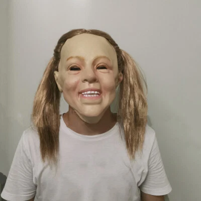 Human Latex Mask Little Girl Headgear Cosplay Props For Halloween Costume Party - Image 1 of 4