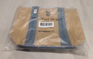 Victoria's Secret Straw Beach Tote Bag LARGE WEEKENDER TRAVEL BLUE BRAND NEW - Picture 1 of 3