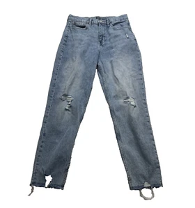 GAP Denim Mom Jeans Distressed Raw Hem 16 Youth Girls Knee Rip 26x24" - Picture 1 of 8