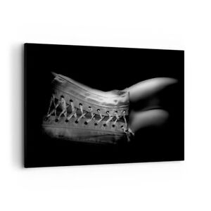 Impression sur Toile 100x70cm Tableaux Image Corps f�minin corset en cuir femme