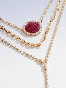 BAUBLEBAR Gold-Tone MUSIA Layered Chain Faux Red Druzy Pendant Y-Necklace - Picture 1 of 2