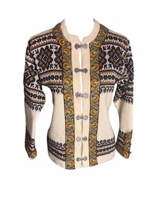 Vintage Nordstrikk Chunky Knit Pure New Wool Cardigan Size M Nordic Norwegian - Picture 1 of 5