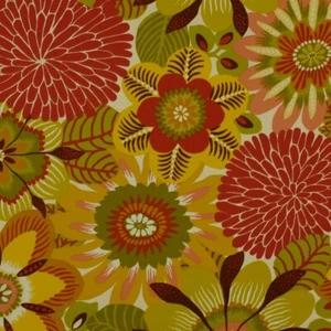 60 yards fabric roll, drapery, 100% cotton, 54 1/2" width, flowers, Dahlia, red - Picture 1 of 5