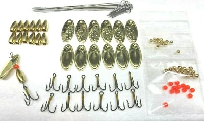Kit de fabricación de hilanderos de pesca de calidad en línea 84 piezas hilanderos de trucha hágalo usted mismo señuelo de 1/8 oz Foto 1 de 2