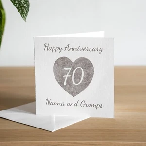 Tarjeta Personalizada 70 Aniversario Esposa Platino Boda Aniversario Marido - Imagen 1 de 3