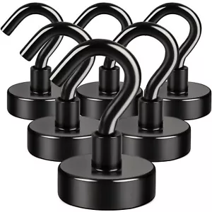 Black Magnetic Hooks 25lb Strong Neodymium Magnetic Hooks For Cruise Grill Towel - Picture 1 of 7