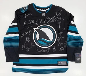 SAN JOSE SHARKS TEAM SIGNED 2024-25 THIRD NHL HOCKEY JERSEY W/LOA CELEBRINI - Picture 1 of 2