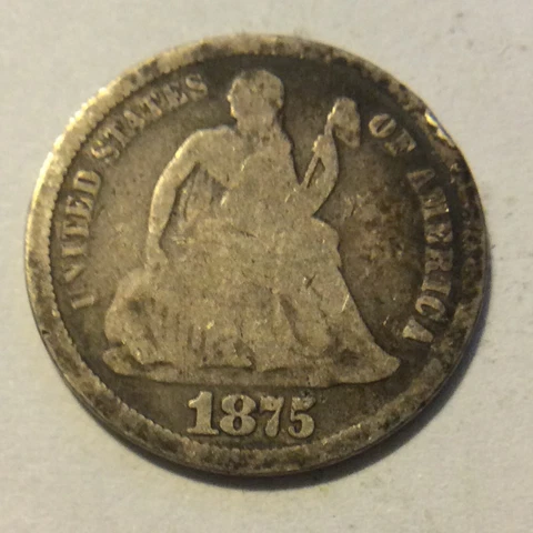 1875  SEATED LIBERTY DIME  B-122 Cover
