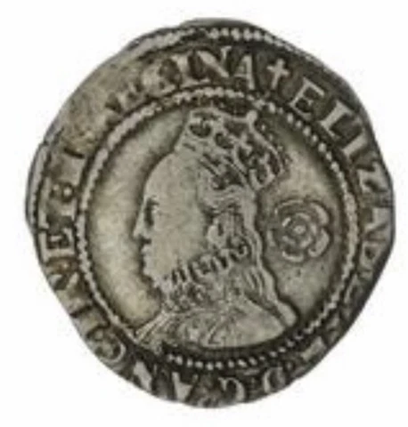 1581 Elizabeth I Threepence, 5th Issue, mm Latin Cross, S-2573 Cover