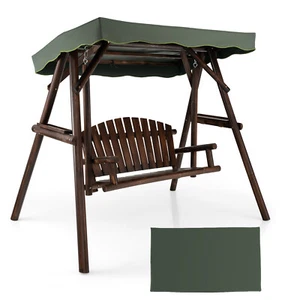 2-Person Wooden Garden Swing Chair A-frame Swing Bench Chair w/Adjustable Canopy - Picture 1 of 10