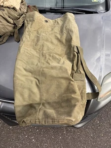 Vintage Army Top Load Canvas Duffle Bag With Strap And Name - Bild 1 von 10