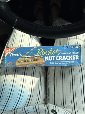 Vintage Reed's Rocket Nut Cracker Heavy Duty Wood With Handle W Box - Image 1 of 3