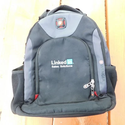 Wenger Swiss Army Laptop Backpack Linked In Logo Black Gray 17" x 13" x 6" - image 1 of 4