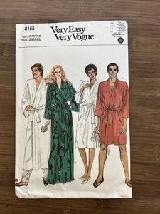 Vintage VOGUE Sewing Pattern 8155 Unisex Loose-Fitting Front Wrap Robe Sz Small - Picture 1 of 8