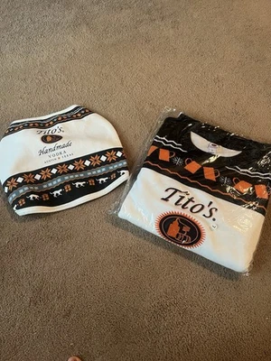 Tito's Vodka (L) Ugly Christmas Sweater MIB and matching Size (M) DOG Sweatshirt - Image 1 of 4