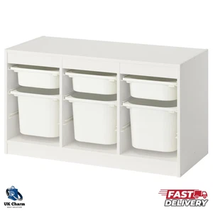 IKEA TROFAST Storage Combination with Boxes White Kids Toy Organizer 99x44x56cm - Picture 1 of 5