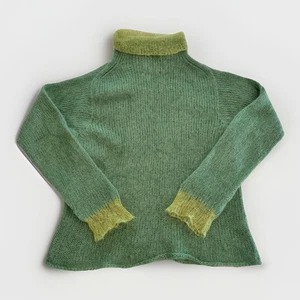 Margaret O’Leary handgestrickter Mohair grüner Pullover Pulli - Gr. 2 - ruhiger Luxus - neu ohne Etikett - Bild 1 von 5