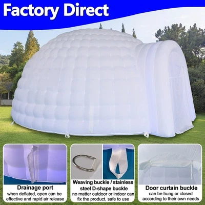 Outdoor Portable Inflatable Igloo Dome Tent with Led Light for Party Camping US - Image 1 of 4