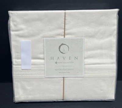HAVEN Hotel Collection 100% ALGODÓN ORGÁNICO Queen Sábana Plana 250 Hilos NUEVO Foto 1 de 4