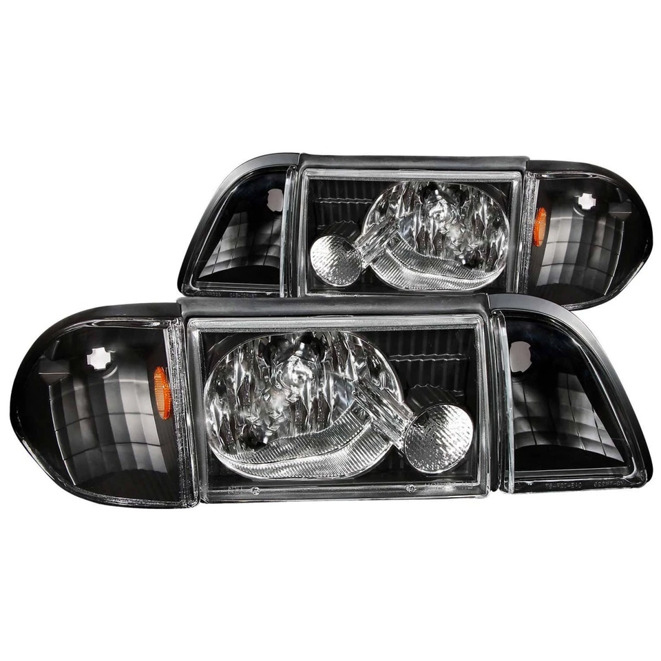 Farol Anzo 121192 para Ford Mustang 1987-1993 carcaça preta esquerda e direita - Imagem 1 de 2