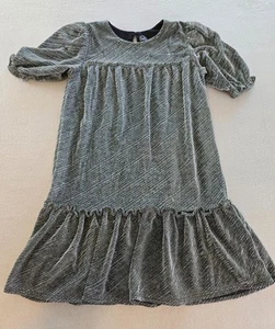 Wonder Nation Dress Girls Extra Large Gray Metallic Crew Neck Ruffled Lined - Picture 1 of 12