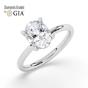 Oval Solitaire Hidden Halo 950 Platinum Engagement Ring, 1 ct, Natural GIA - Picture 1 of 22