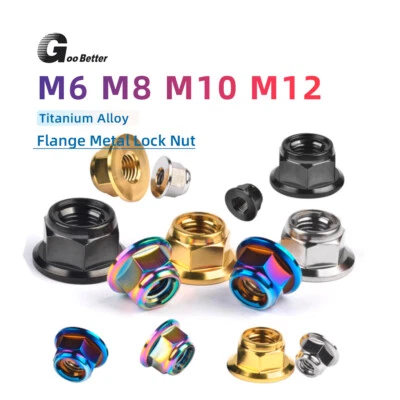 Titanium Nut M6 M8 M10 M12 Grade 5 Flange Metal Lock Nut for Bike Motorcycle Car - Image 1 of 4