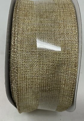 Jumbo Gold Burlap Wired Ribbon Crafting 2.5”X 80' Celebrate It - Image 1 of 3