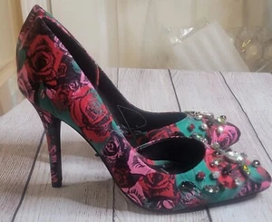 Betseyville Betsey Johnson Tahini Pump Heels Shoes Rose Rhinestone 6 - Picture 1 of 5