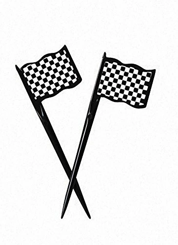 Creative Converting 12 Count Check Plastic Flag Picks, Black/White, One Size - Image 1 of 1
