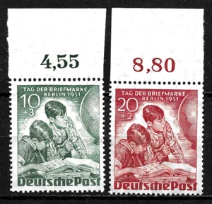 BERLIN 1951 STAMP DAY /TAG DER BRIEFMARKE SEMI-POSTAL SET +TABS Mi#80-81 MVLH - Imagen 1 de 2