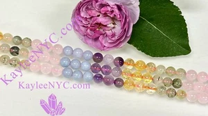 Wholesale Lot 3 Strands 8mm 5 Mix Natural Crystal Beads Crystal Healing 15.5" - Picture 1 of 7