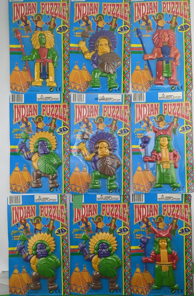 Lot of 9 Indian Aztec Mayan Chief Shaman Guard Warrior 3D Puzzle school project - Image 1 of 4
