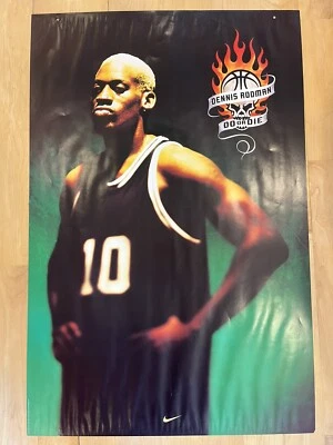 VINTAGE 1994 POSTER DENNIS RODMAN NIKE DO OR DIE NBA SAN ANTONIO SPURS The Worm - Image 1 of 4