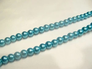 JOB LOT : 5 strings x Glass Pearl Beads: Electric Blue - 4mm/Rice Grain - Picture 1 of 4
