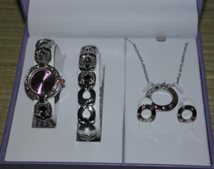 Paul Salatini Womens Watch Gift &Jewelry Sets New In Box (2357 Silver/Purple) - Picture 1 of 10