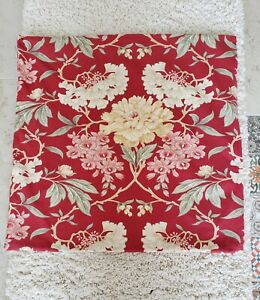 Pottery Barn Pillow Cover Size 24 x 24 Cotton Linen Blend Floral Print Red Beige