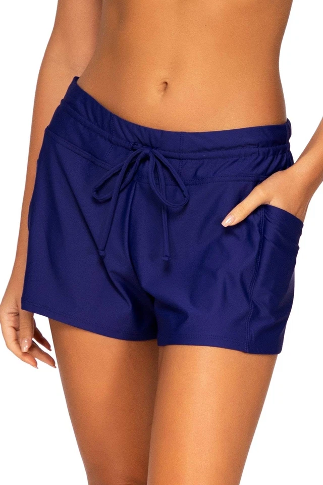 SUNSETS ESCAPE Women's Laguna Swim Short Bottom Blue Size 14