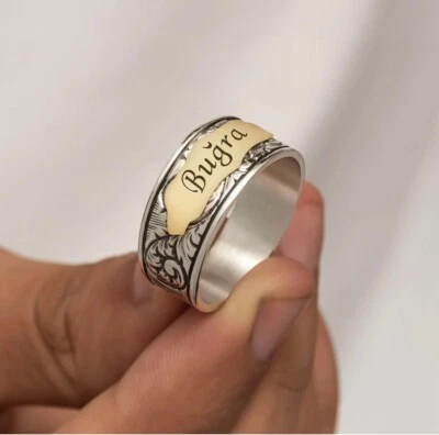 Herrenring 925 Silber siegelring  individueller Gravur Geschenk - Bild 1 von 4