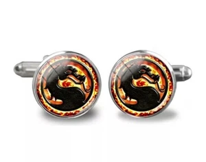 Silver Mortal Kombat Fire Dragon Cufflinks Formal Business Wedding Shirt - Picture 1 of 1