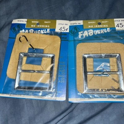 2 Lot Vintage E-Z Cover-your-own Belt Buckle Kit 1 3/4” USA Fabric Square 210 - Image 1 of 4