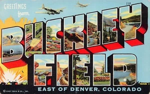 Buckley Field Denver Colorado CO Greetings From Large Letter Chrome 2B-433-N PC - Picture 1 of 2