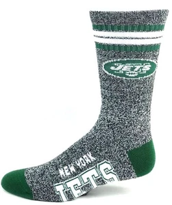 New York Jets Football 4 Stripe Got Marbled Gray Deuce Crew Socks  - Picture 1 of 3
